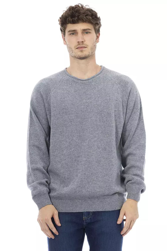 Alpha Studio Light Blue Viscose Men Sweater