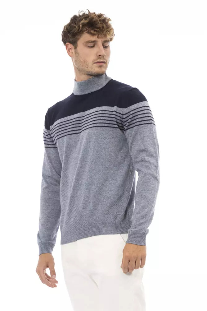 Eleganter hellblauer Rollkragenpullover für Herren