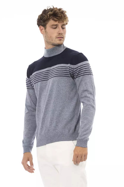 Eleganter hellblauer Rollkragenpullover für Herren