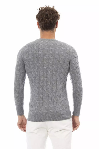 Alpha Studio Gray Cashmere Men Sweater