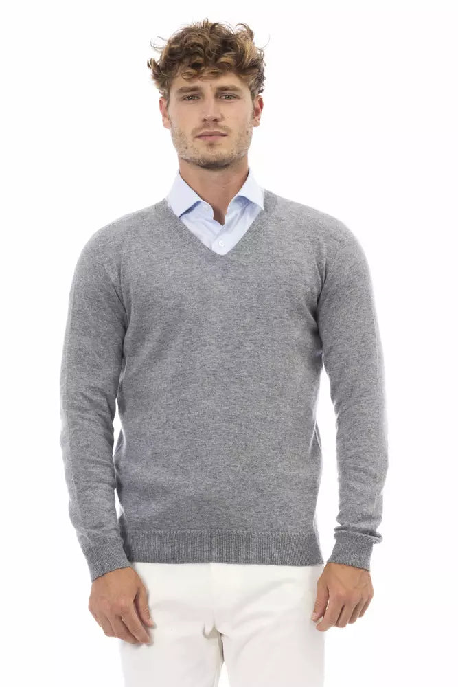 Schicker V-Ausschnitt Pullover in dezentem Grau