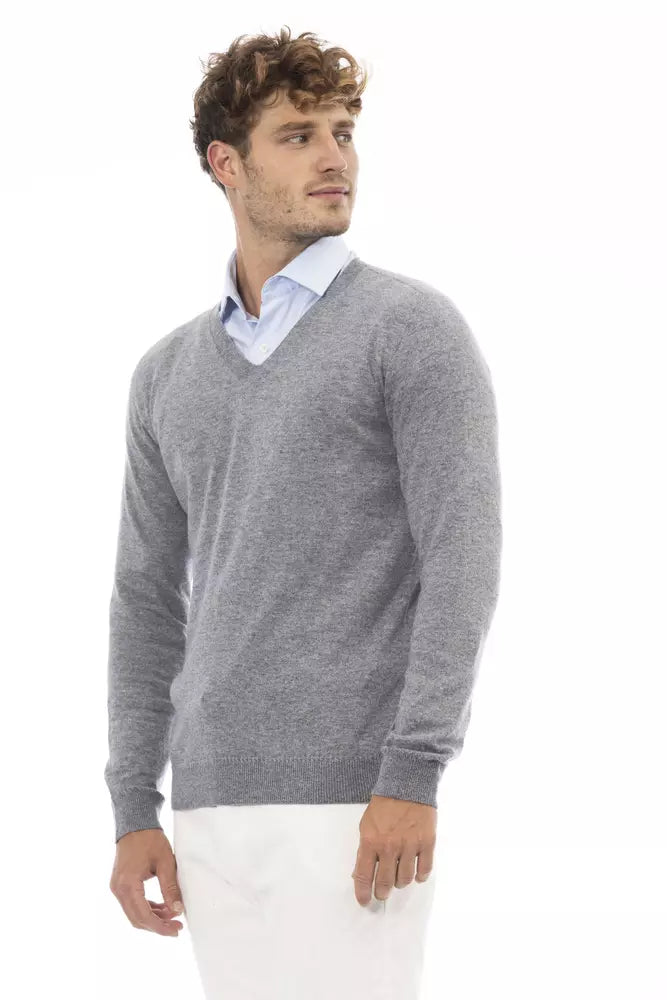 Schicker V-Ausschnitt Pullover in dezentem Grau