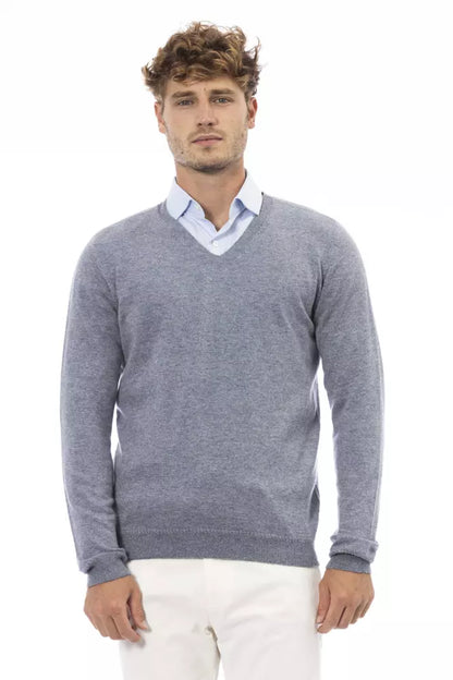 Edler V-Ausschnitt Pullover in Hellblau