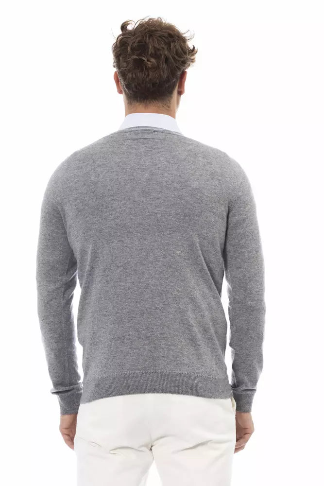 Schicker V-Ausschnitt Pullover in dezentem Grau