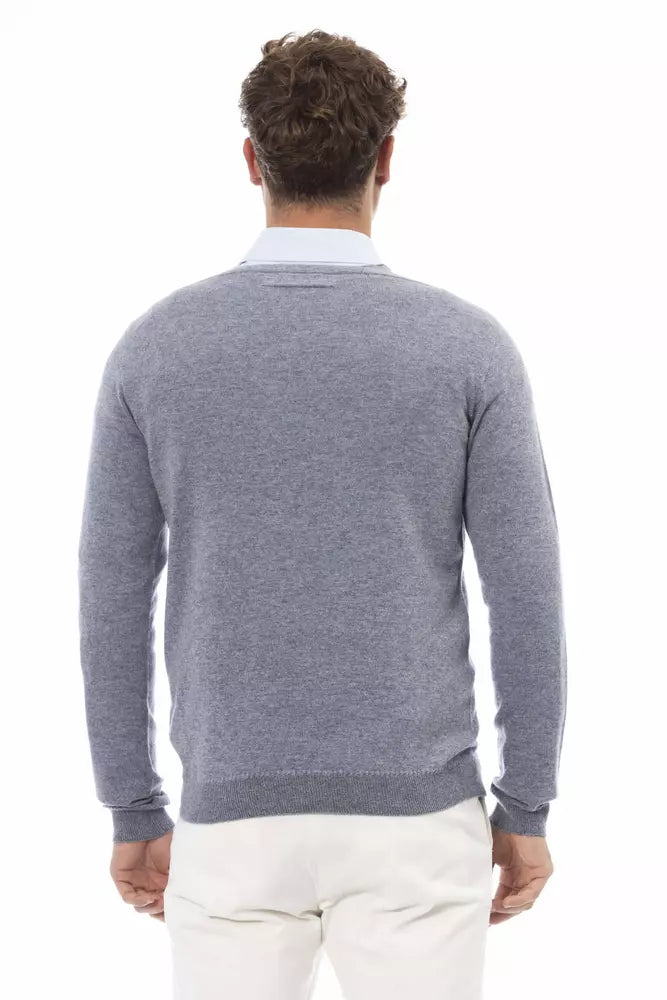 Alpha Studio Light Blue Viscose Men Sweater