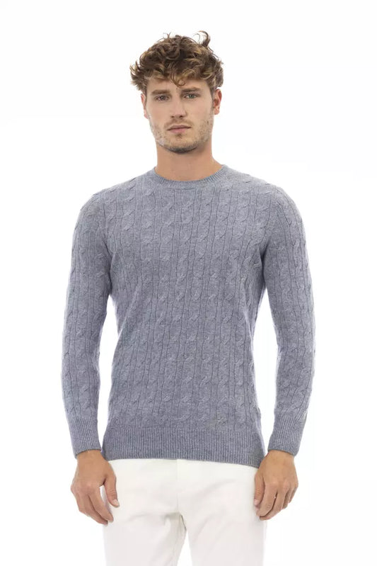 Eleganter hellblauer Pullover mit Rundhalsausschnitt