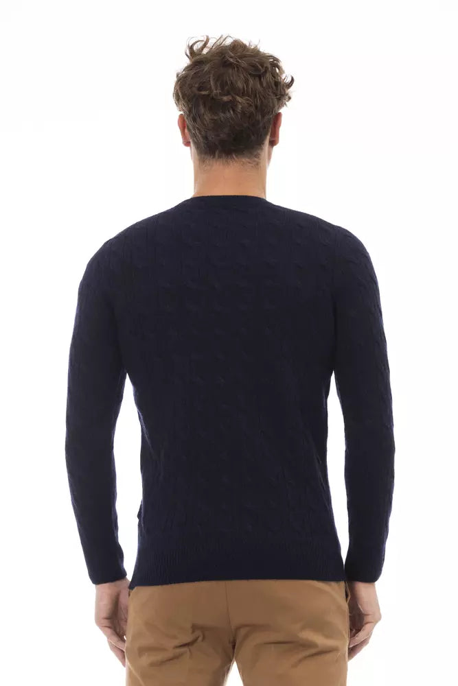 Alpha Studio Blue Wool Men Sweater