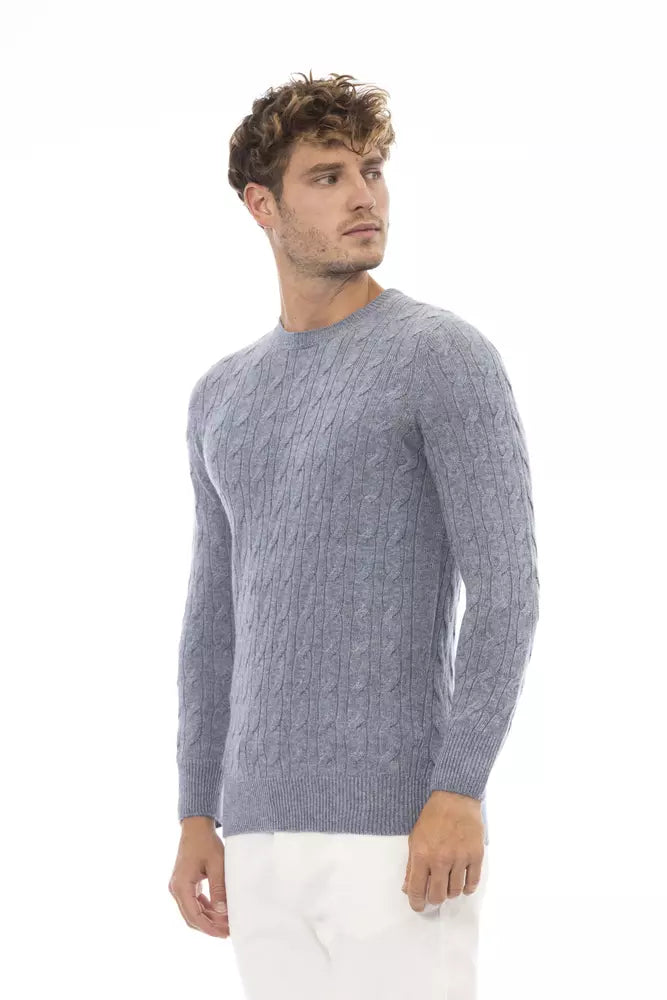 Alpha Studio Light Blue Viscose Men Sweater