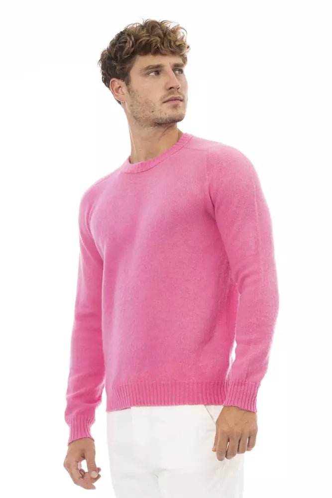 Eleganter rosa Pullover mit Rundhalsausschnitt und langen Ärmeln