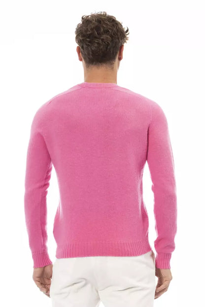 Eleganter rosa Pullover mit Rundhalsausschnitt und langen Ärmeln