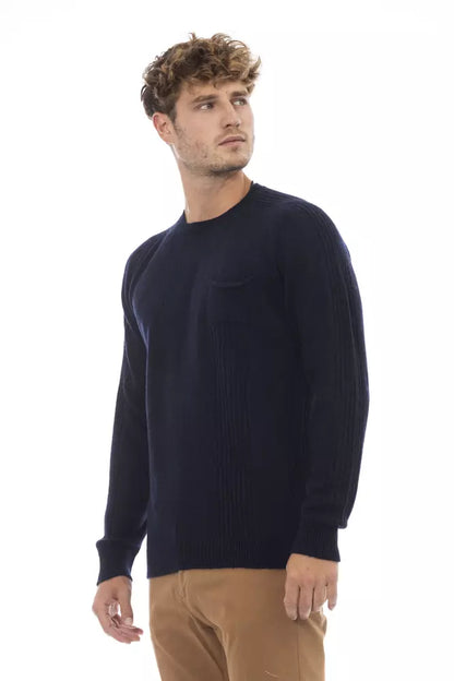 Alpha Studio Blue Viscose Men Sweater