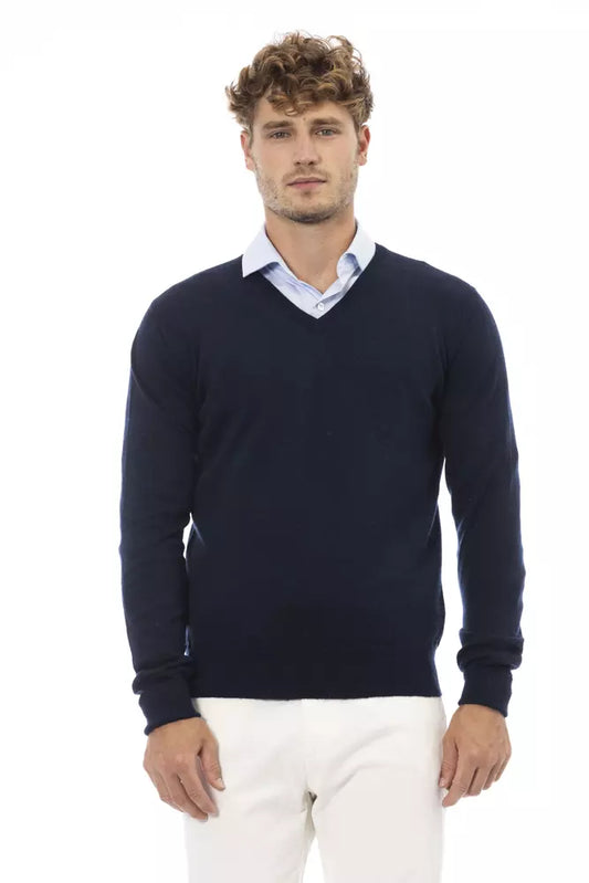 Eleganter V-Ausschnitt Pullover in prächtigem Blau