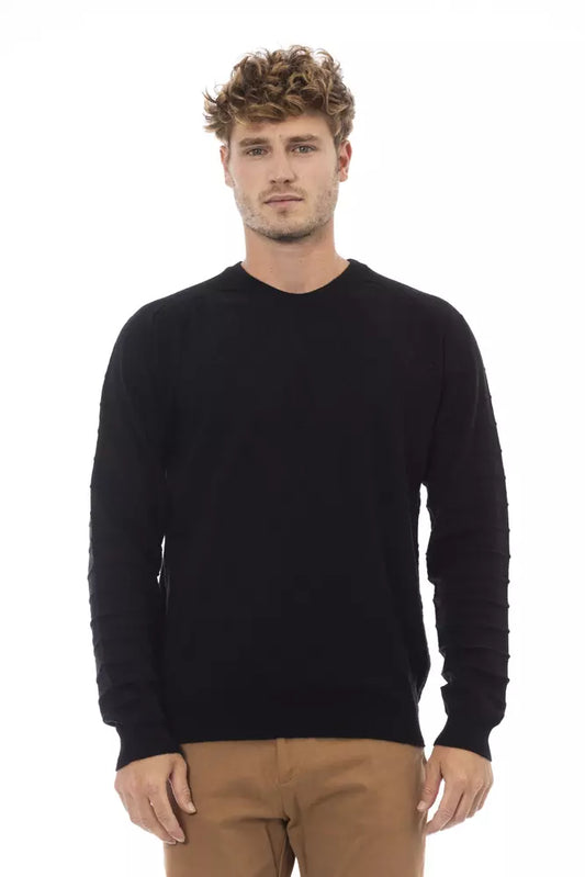 Alpha Studio Black Viscose Men Sweater