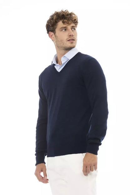 Eleganter V-Ausschnitt Pullover in prächtigem Blau