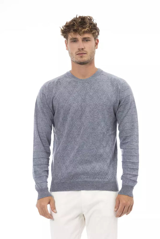 Eleganter hellblauer Pullover mit Rundhalsausschnitt