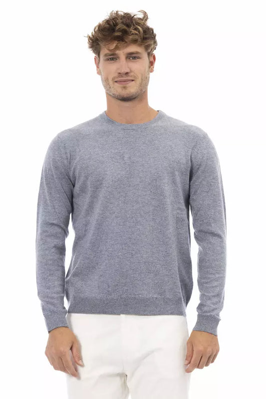 Eleganter hellblauer Pullover mit Rundhalsausschnitt