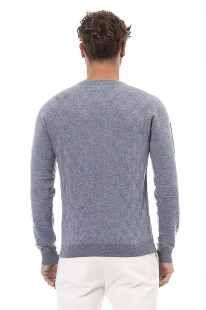 Eleganter hellblauer Pullover mit Rundhalsausschnitt