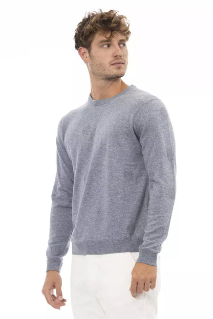 Eleganter hellblauer Pullover mit Rundhalsausschnitt