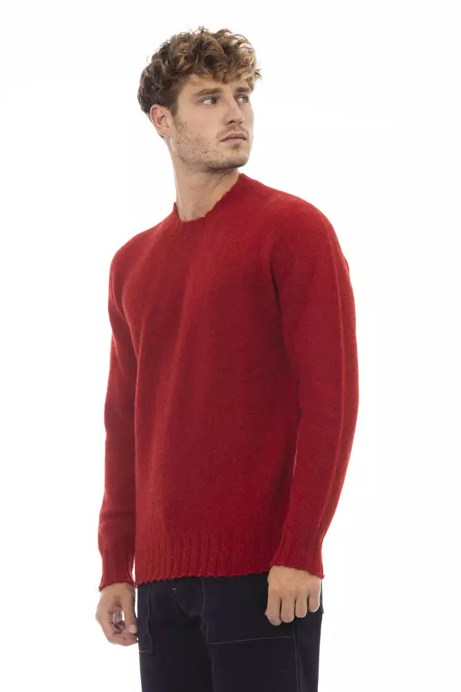 Eleganter Rundhals-Wollpullover in kräftigem Rot