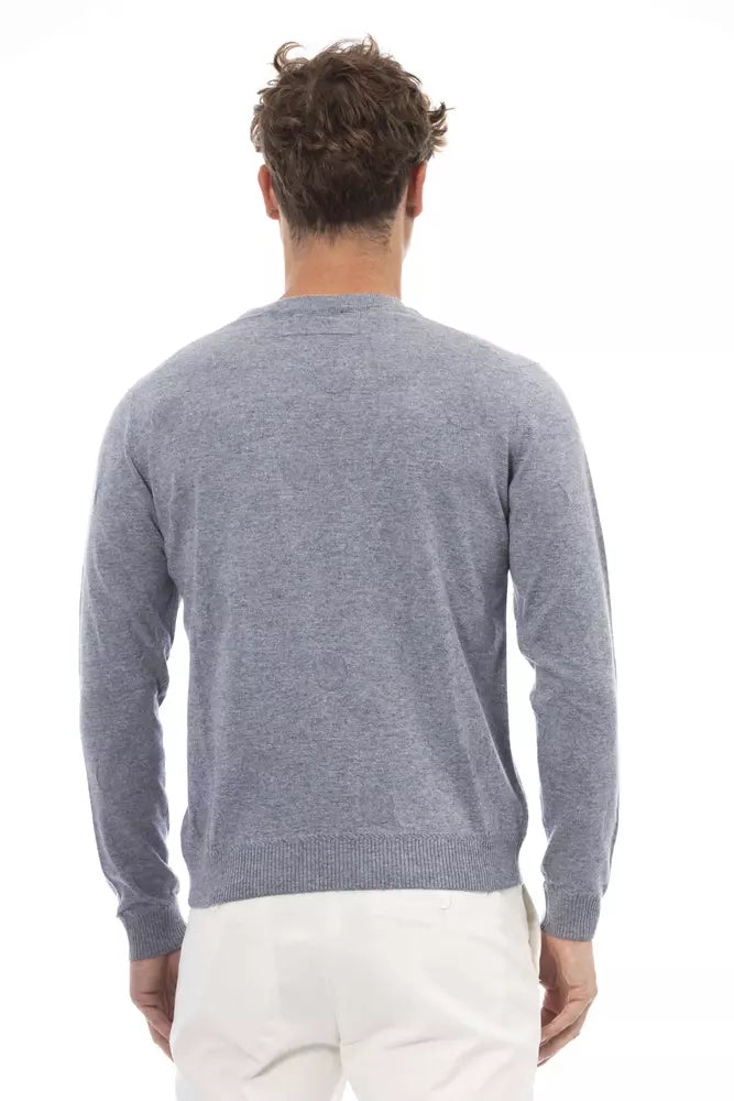 Alpha Studio Light Blue Viscose Men Sweater