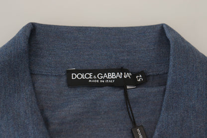 Maglione pullover polo con colletto in seta blu