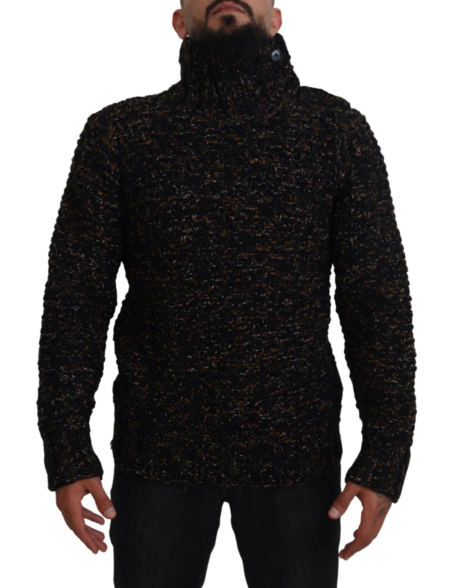 Maglione pullover dolcevita marrone Fatto A Mano