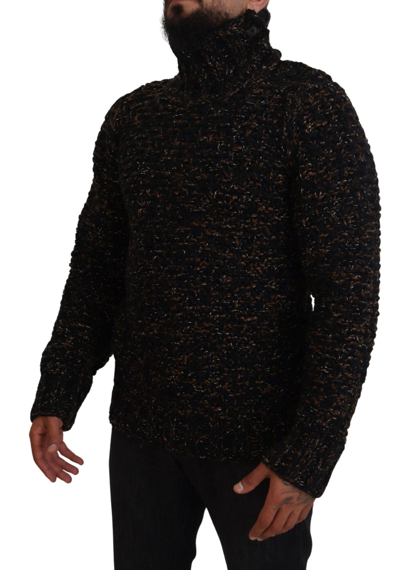 Maglione pullover dolcevita marrone Fatto A Mano