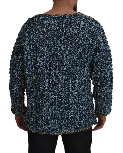 Cardigan Blu Con Bottoni Maglione Fatto A Mano