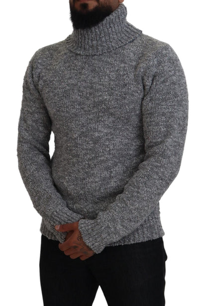 Dolce & Gabbana Elegant Gray Wool-Blend Turtleneck Sweater