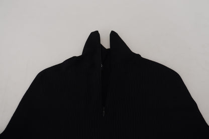 Dolce & Gabbana Elegant Black Wool Half Zip Turtleneck Sweater