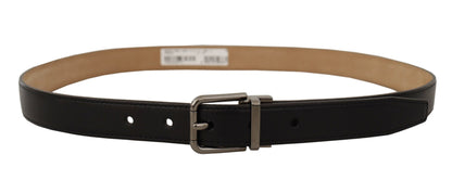 Dolce & Gabbana Sleek Black Leather Belt with Metal Buckle