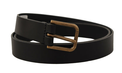 Dolce & Gabbana Elegant Black Leather Belt with Metal Buckle