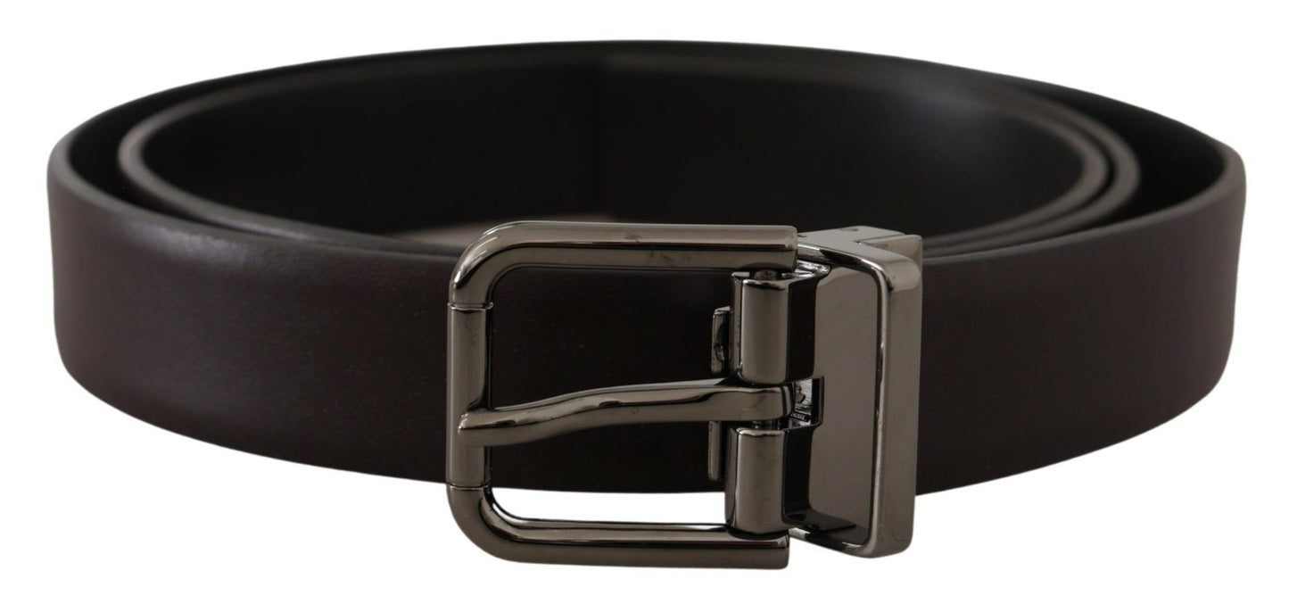 Dolce & Gabbana Elegant Dark Brown Leather Belt