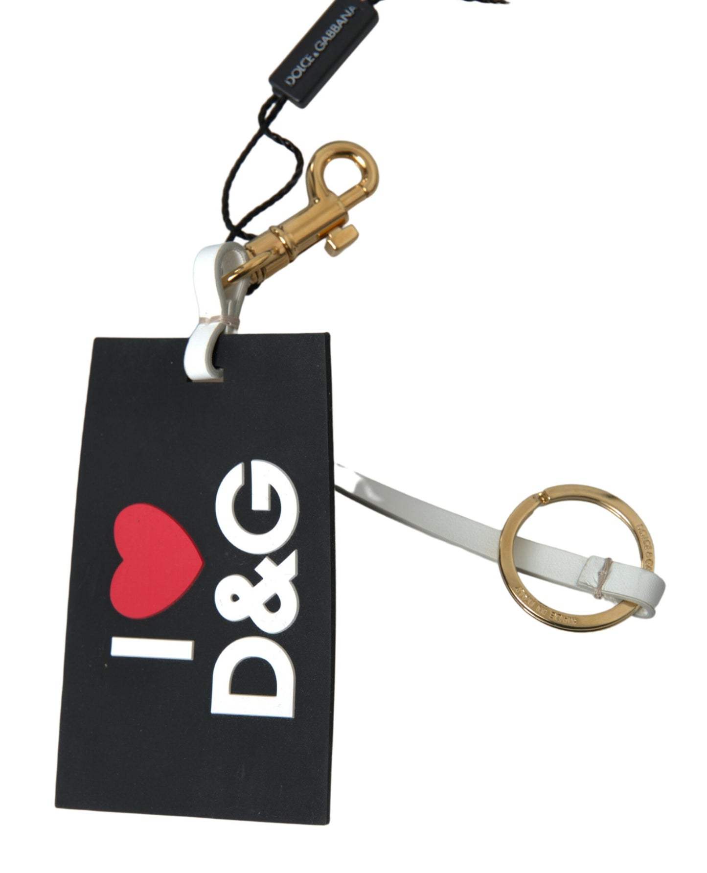 Portachiavi in ​​ottone dorato con logo DG in silicone nero