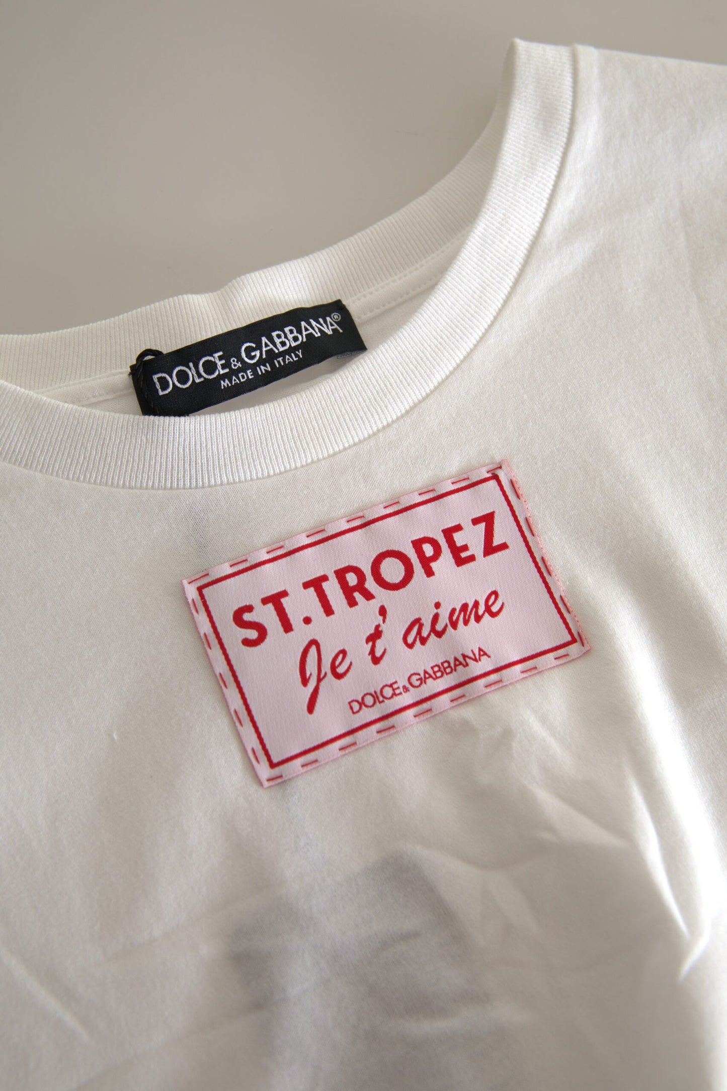 T-shirt girocollo St. Tropez in cotone bianco