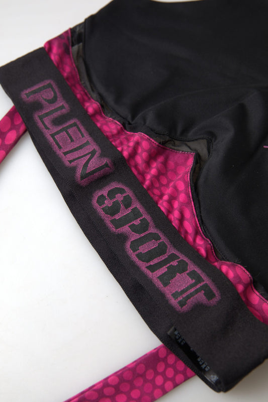 Intimo reggiseno Hannah con logo atleta nero fucsia