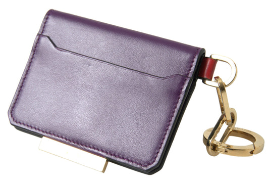 Portafoglio porta carte con logo bifold in pelle di vitello viola