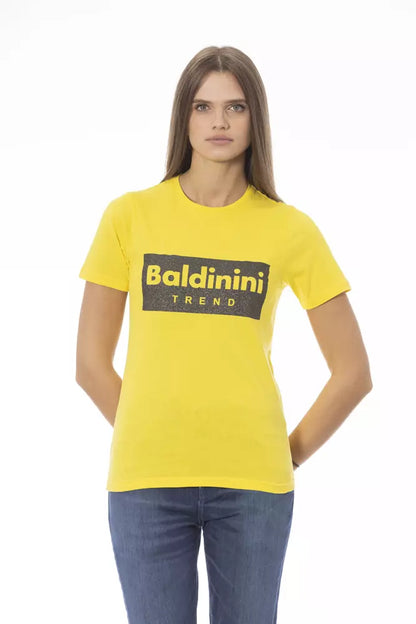 Yellow Cotton Women T-Shirt