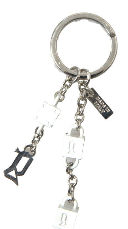 Dolce & Gabbana Silver Brass Logo Charm Keychain