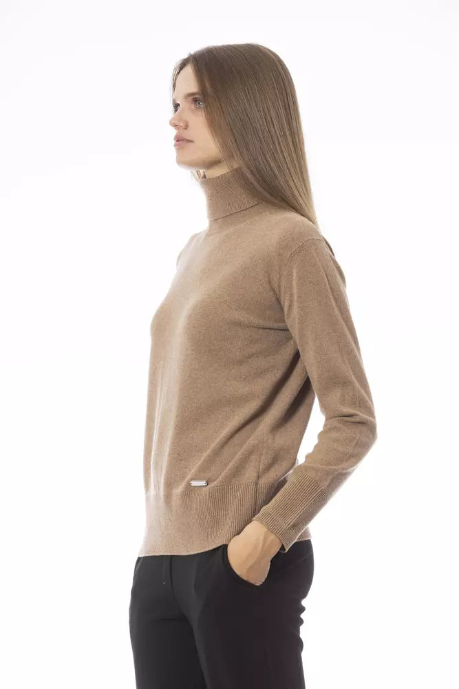 Schicker Rollkragenpullover aus Wolle und Kaschmir in Beige