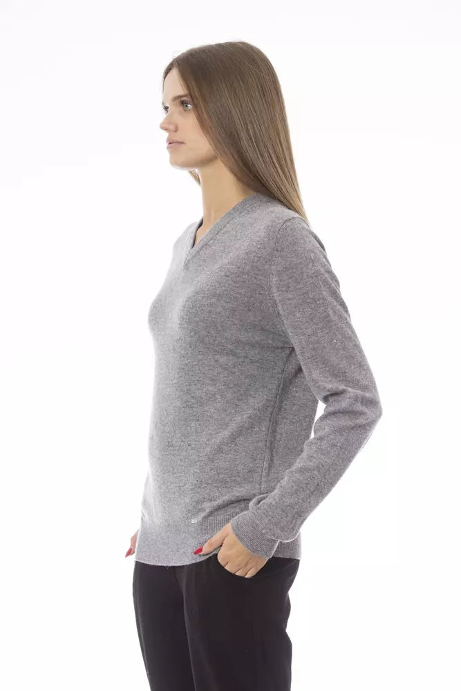 Eleganter V-Ausschnitt-Zopfmusterpullover