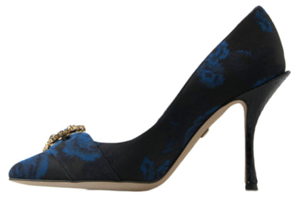 Elegante blaue Pumps mit Kristallverzierung