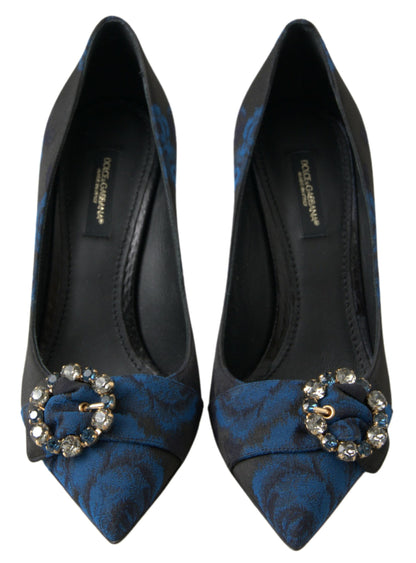 Elegante blaue Pumps mit Kristallverzierung