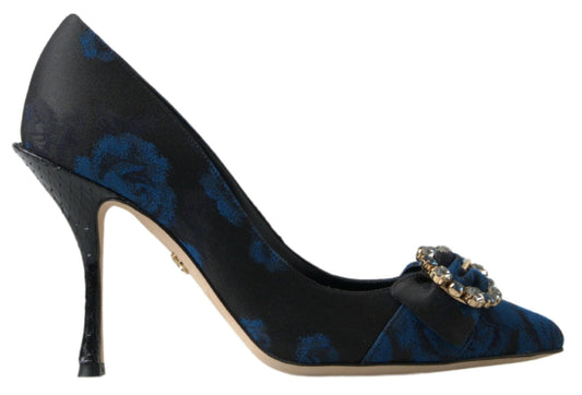 Elegante blaue Pumps mit Kristallverzierung