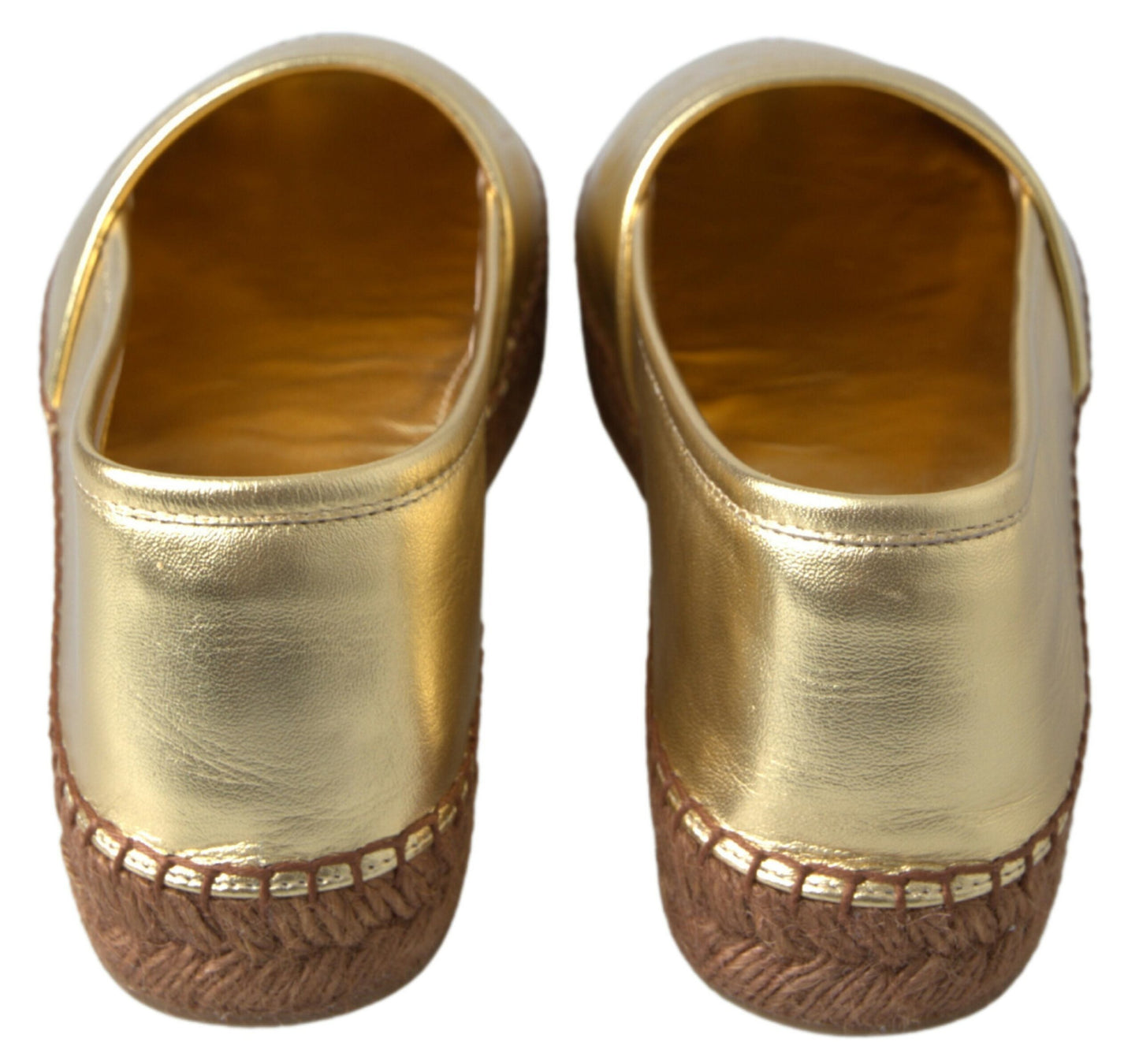 Scarpe espadrillas basse in pelle dorata con mocassini D&amp;G