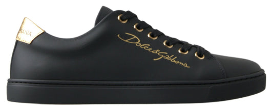 Scarpe da ginnastica classiche in pelle nera oro