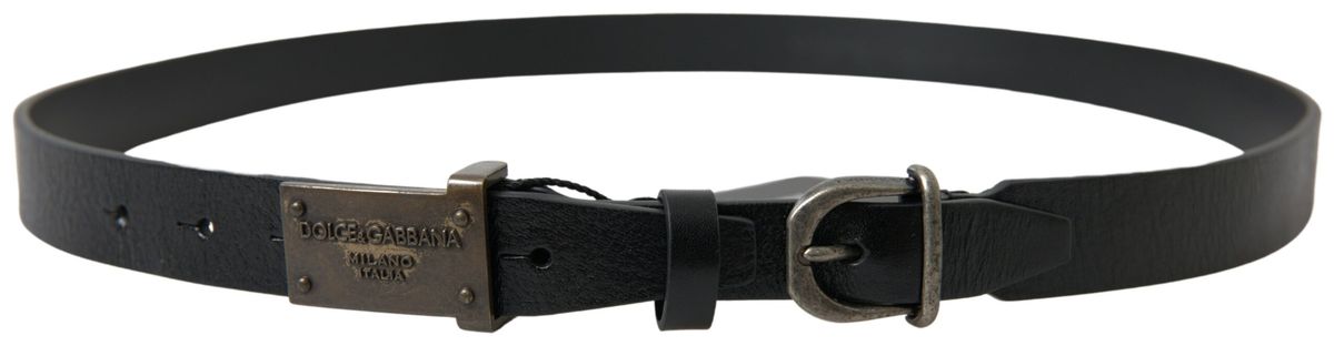 Dolce & Gabbana Elegant Black Leather Belt - Metal Buckle Closure