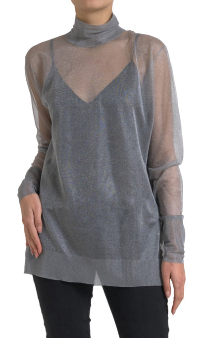 Elegantes langärmliges Mesh-Top in Grau