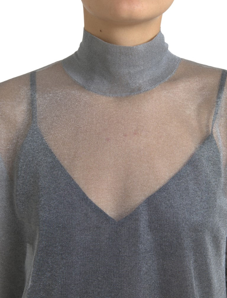 Elegantes langärmliges Mesh-Top in Grau