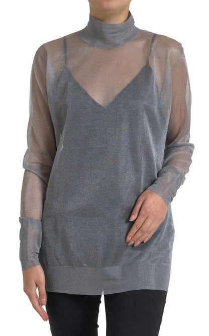 Elegantes langärmliges Mesh-Top in Grau